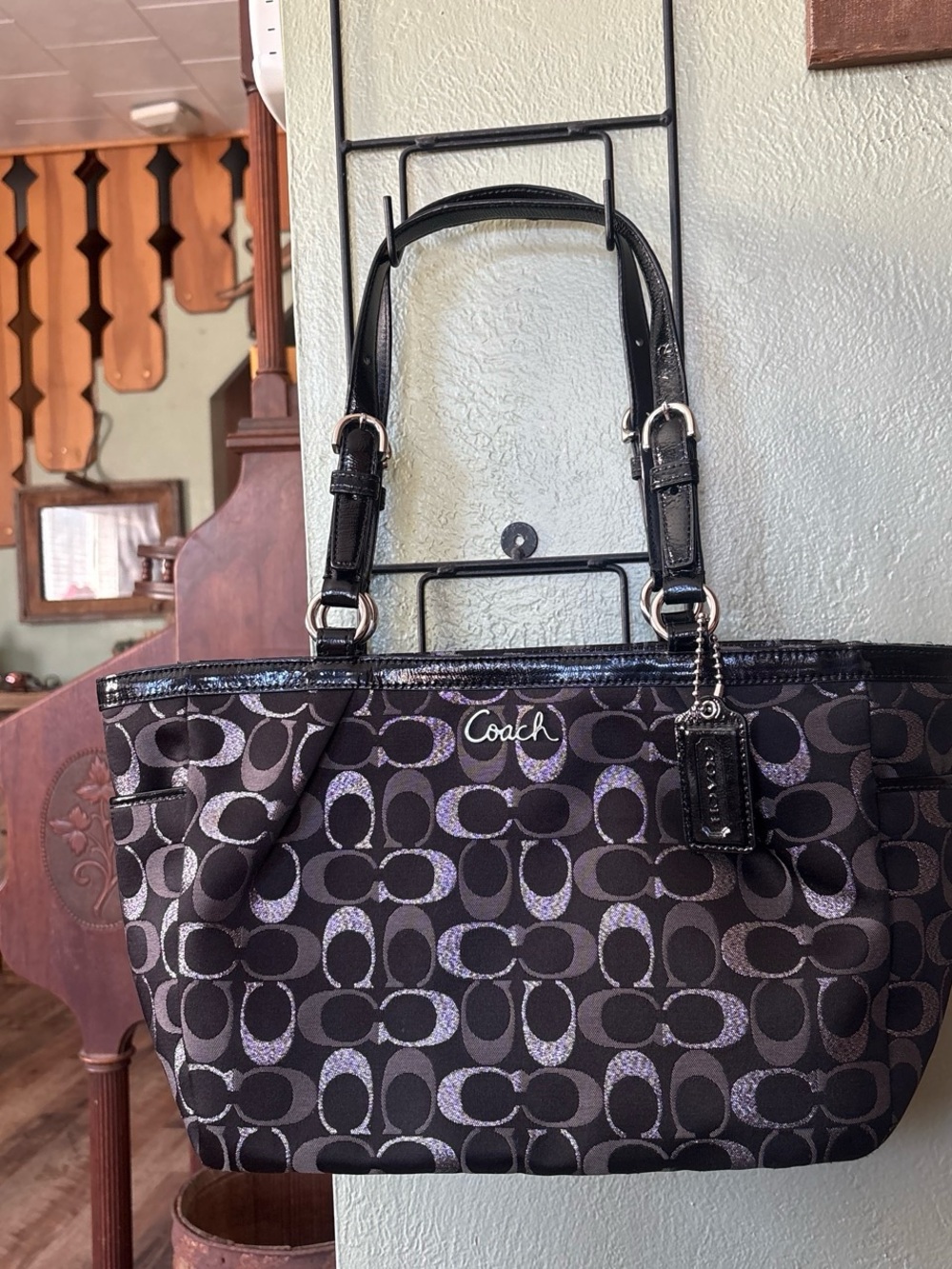 Coach Black and silver Signature Tote Bag